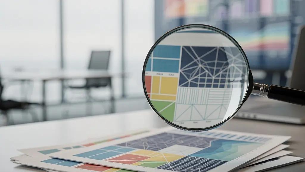 Investisseur examinant des documents financiers dans un bureau moderne, avec des graphiques de performance en arrière-plan