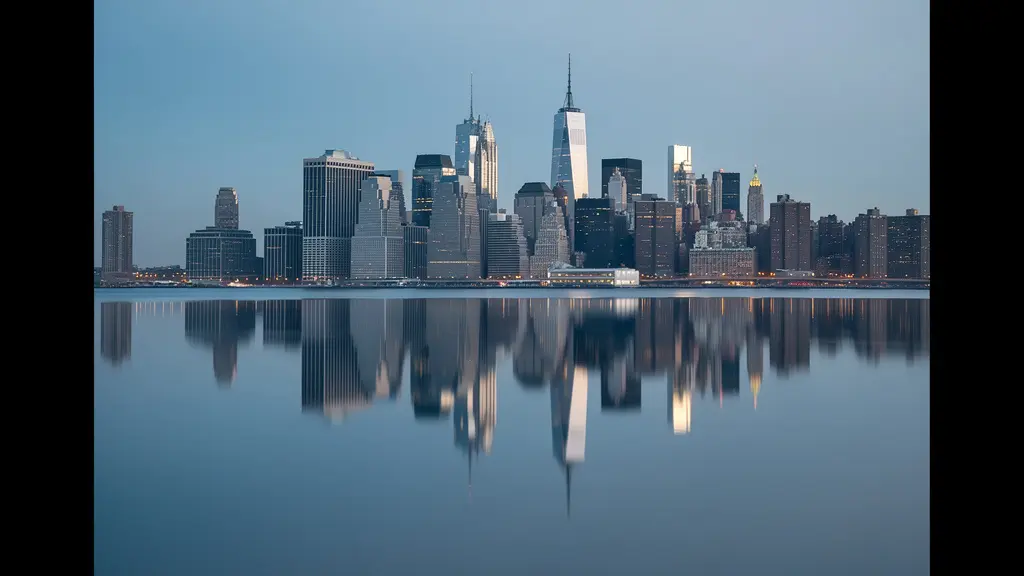 Graphique abstrait montrant une courbe plate sur fond de skyline new-yorkais