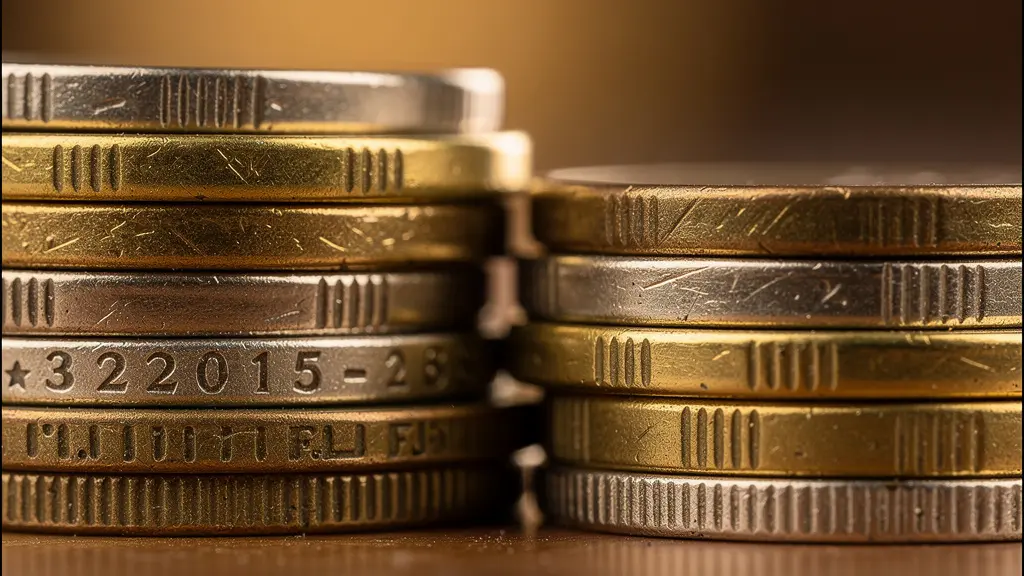 Macro photographique de pièces empilées représentant l'épargne de précaution