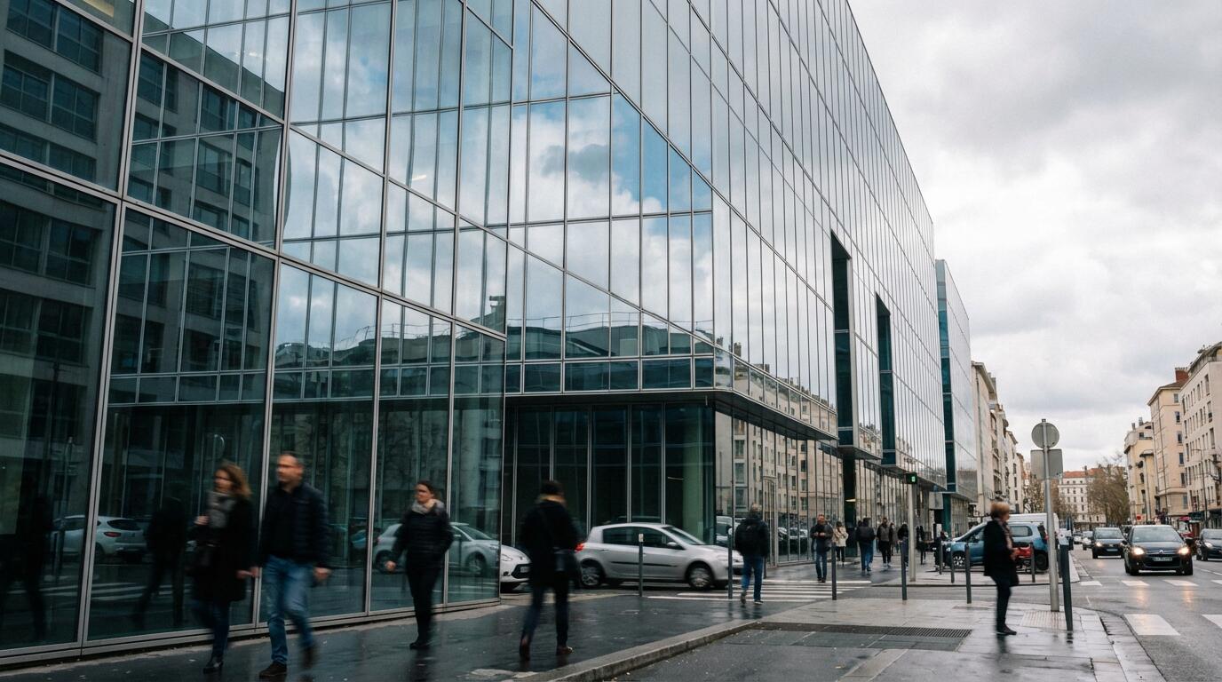 Façade d'immeuble de bureaux moderne représentant le patrimoine détenu par les SCPI