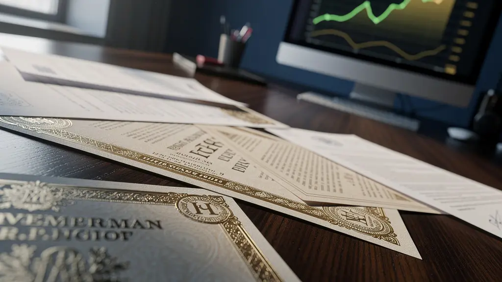 Vue rapprochée de documents obligataires français avec des graphiques de courbes de taux en arrière-plan, évoquant l'attractivité des placements