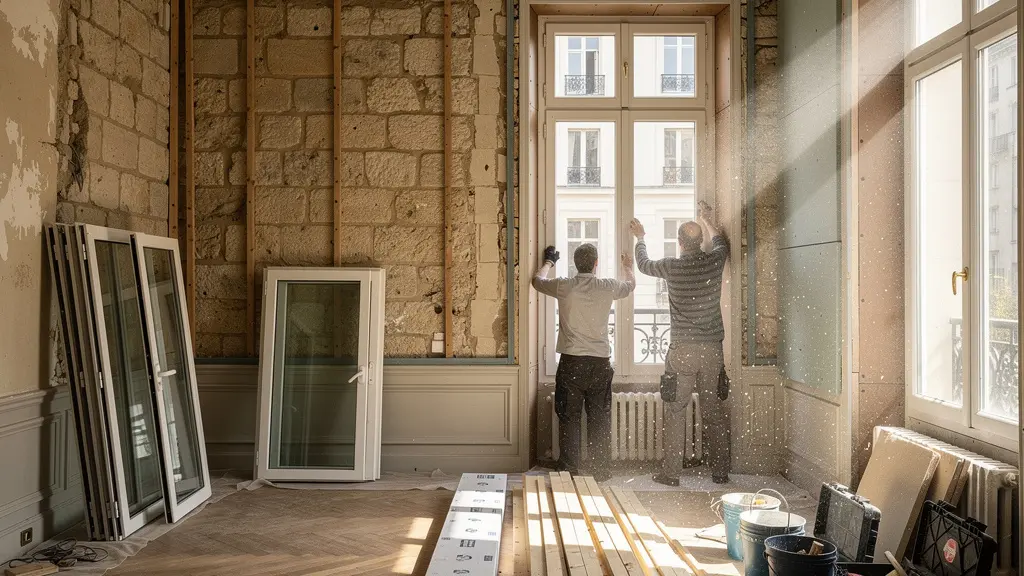 Appartement ancien en cours de rénovation énergétique avec isolation et nouveaux équipements